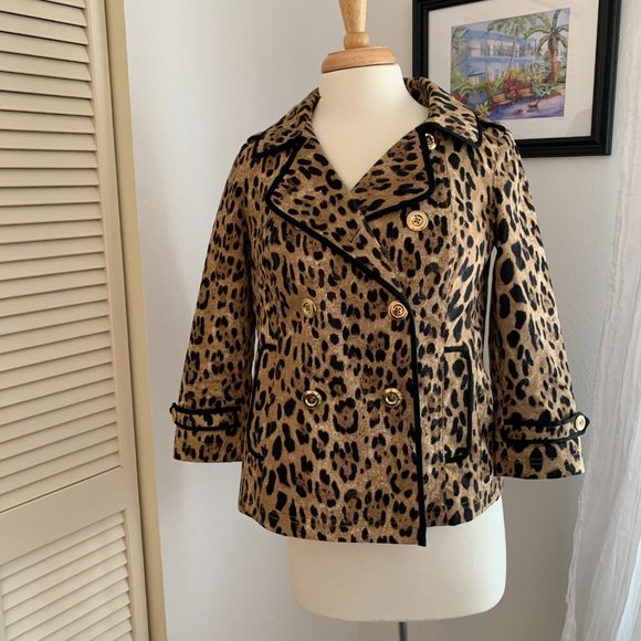 WHITE HOUSE BLACK MARKET Double-breasted Leopard Print Jacket, Size 0 - Picture 6 of 8